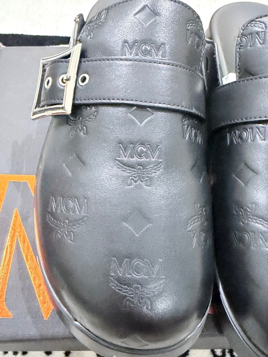 MCM Monogram Black Visetos Monogram Embossed Leather Mules main image 6